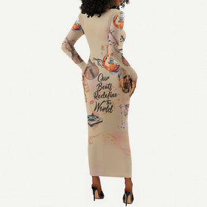 Our Beats Redefine The World African Long Sleeve Bodycon Dress Afro Music DT03
