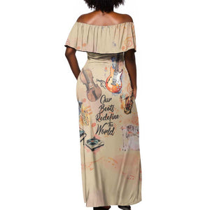 Our Beats Redefine The World African Off Shoulder Maxi Dress Afro Music
