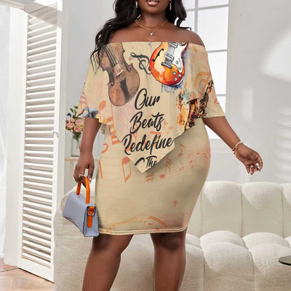 Our Beats Redefine The World African Off Shoulder Short Dress Afro Music