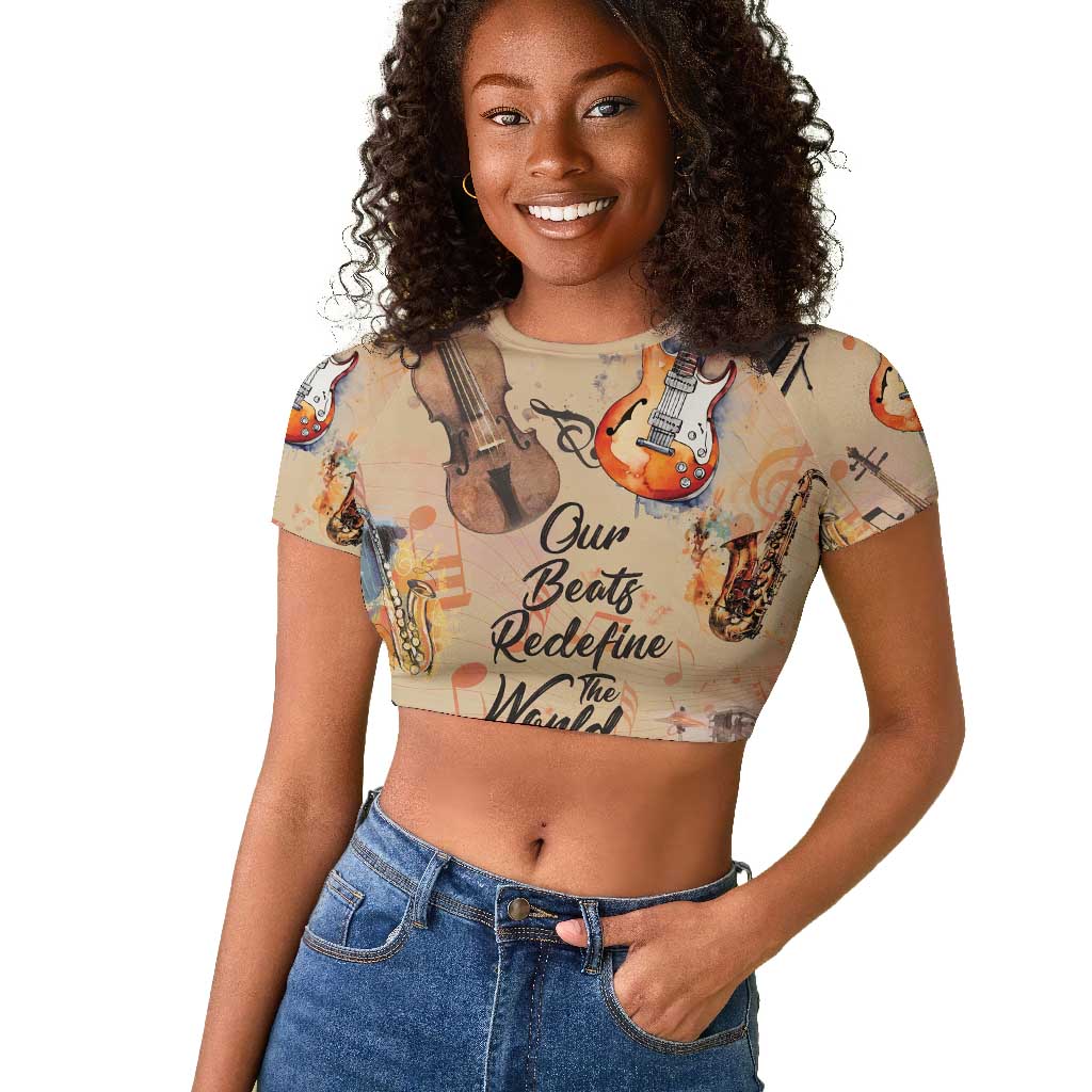 Our Beats Redefine The World African Raglan Cropped T shirt Afro Music