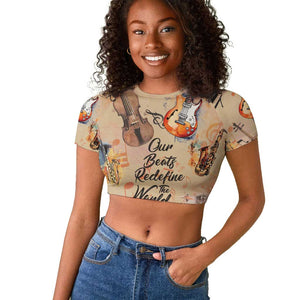 Our Beats Redefine The World African Raglan Cropped T shirt Afro Music