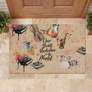 Our Beats Redefine The World African Rubber Doormat Afro Music