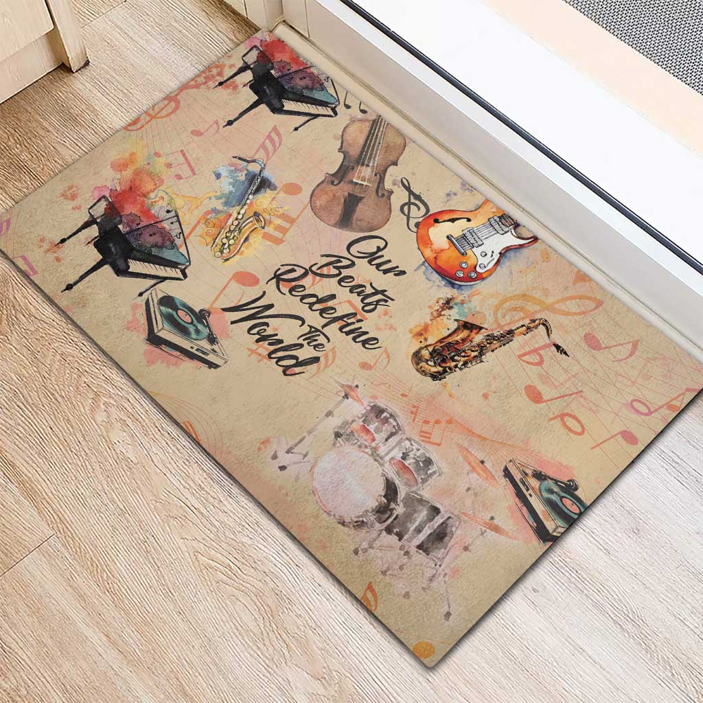 Our Beats Redefine The World African Rubber Doormat Afro Music