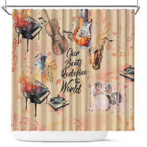 Our Beats Redefine The World African Shower Curtain Afro Music