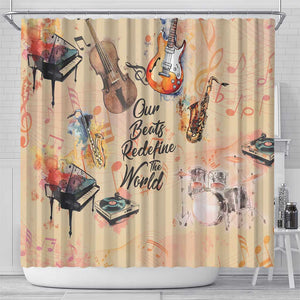 Our Beats Redefine The World African Shower Curtain Afro Music