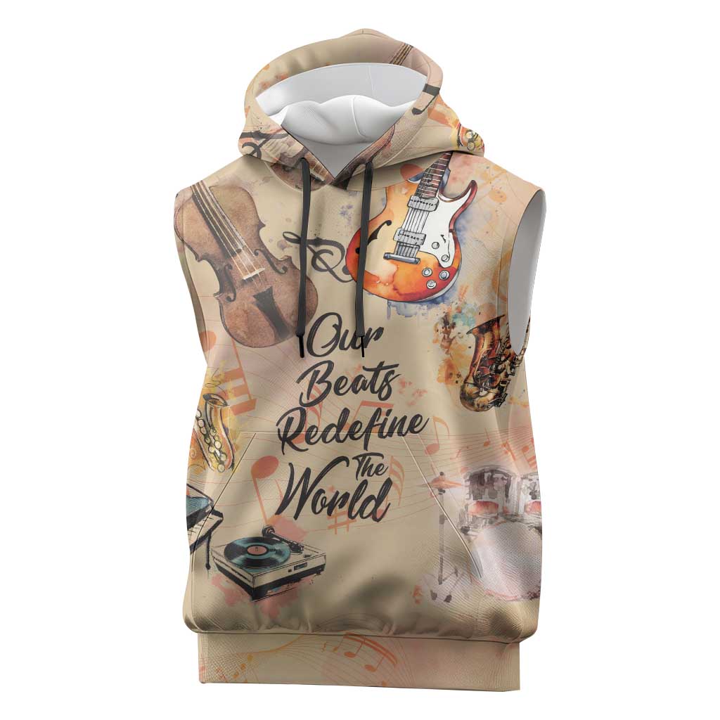 Our Beats Redefine The World African Sleeveless Hoodie Afro Music - African Pride