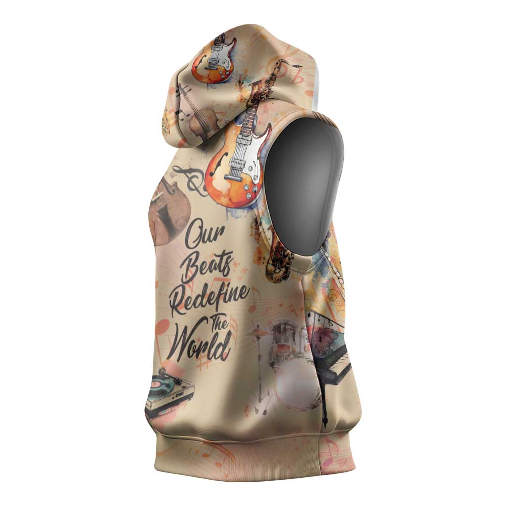 Our Beats Redefine The World African Sleeveless Hoodie Afro Music - African Pride