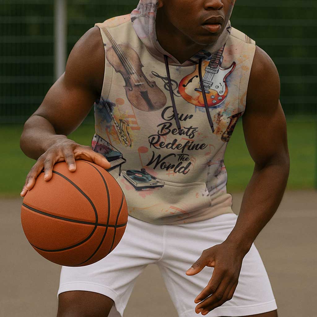 Our Beats Redefine The World African Sleeveless Hoodie Afro Music - African Pride