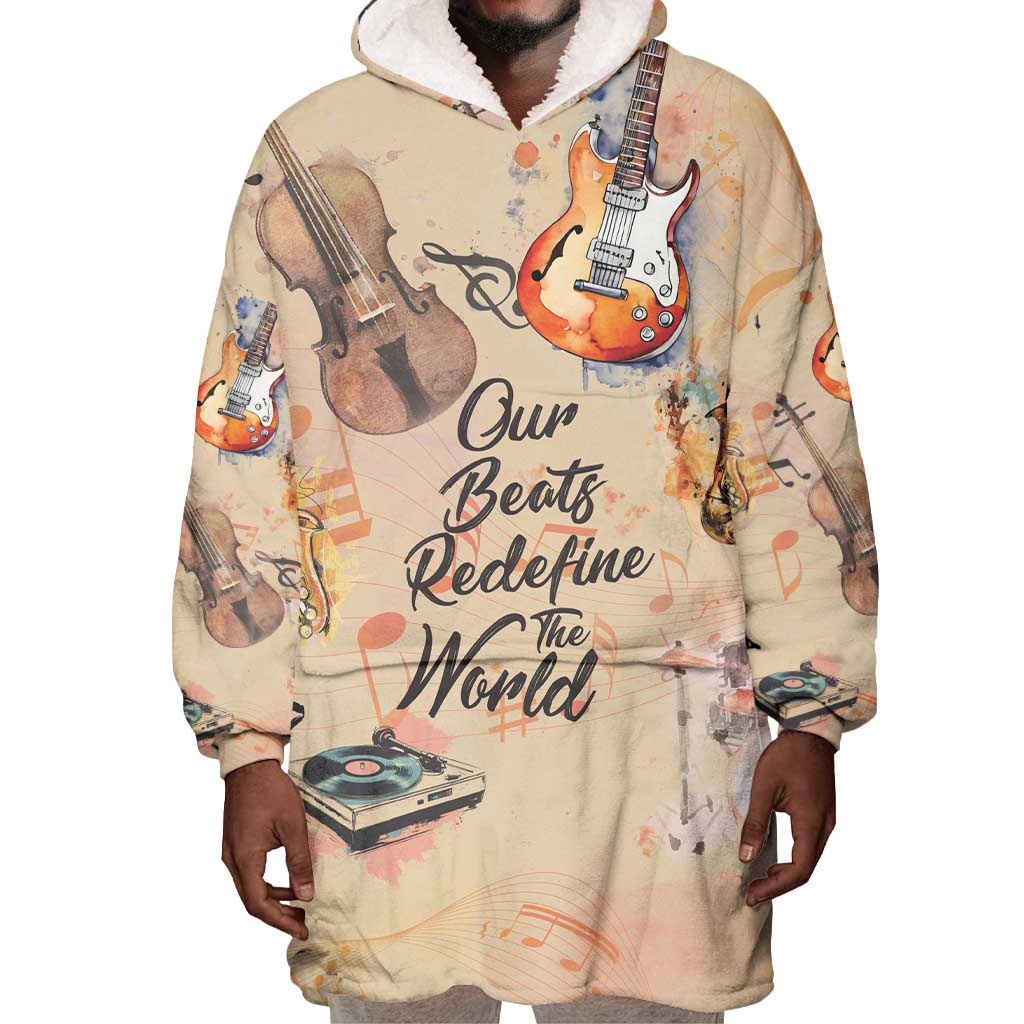 Our Beats Redefine The World African Wearable Blanket Hoodie Afro Music