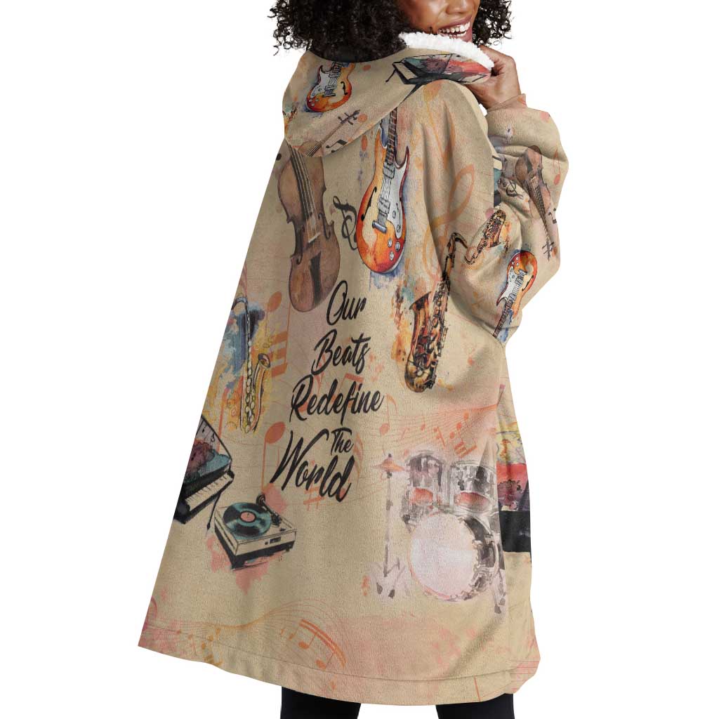 Our Beats Redefine The World African Wearable Blanket Hoodie Afro Music