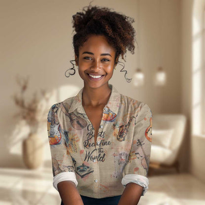 Our Beats Redefine The World African Women Casual Shirt Afro Music