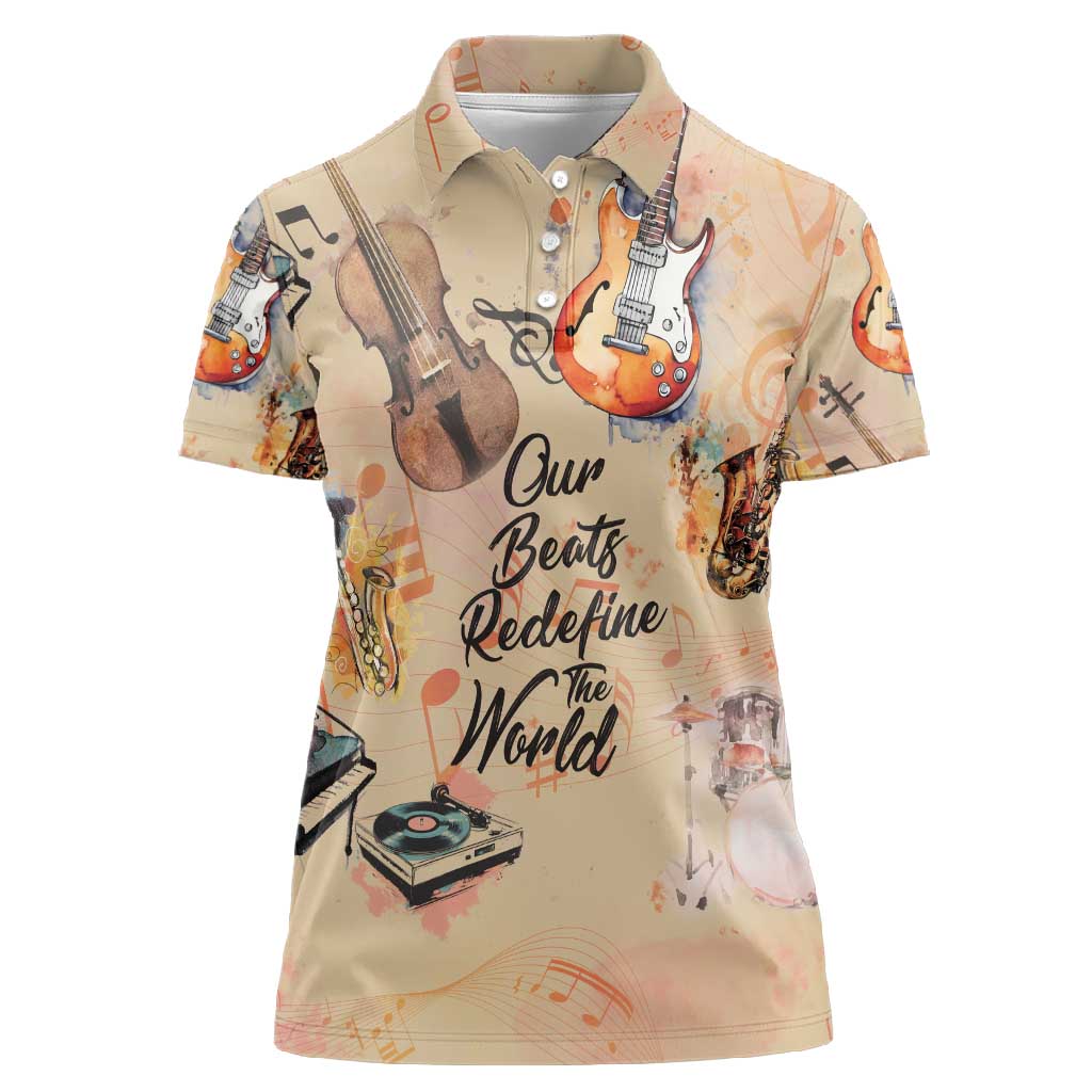 Our Beats Redefine The World African Women Polo Shirt Afro Music