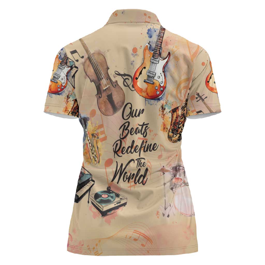Our Beats Redefine The World African Women Polo Shirt Afro Music