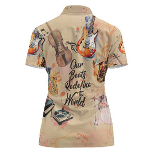 Our Beats Redefine The World African Women Polo Shirt Afro Music