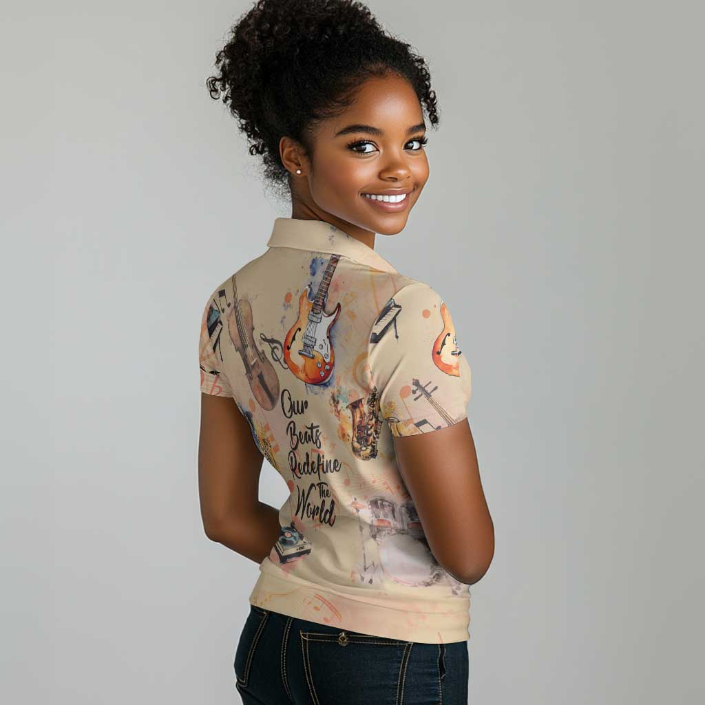 Our Beats Redefine The World African Women Polo Shirt Afro Music