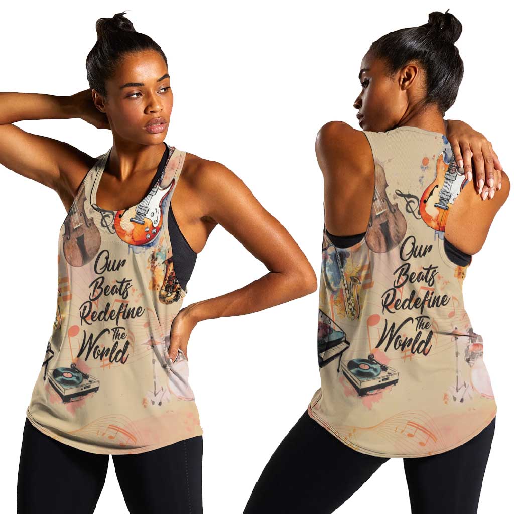 Our Beats Redefine The World African Women Racerback Tank Afro Music