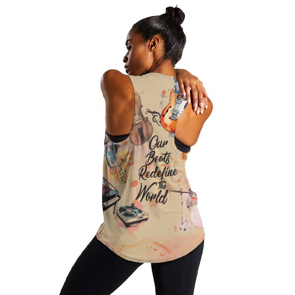 Our Beats Redefine The World African Women Racerback Tank Afro Music
