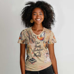 Our Beats Redefine The World African Women V-Neck T-Shirt Afro Music
