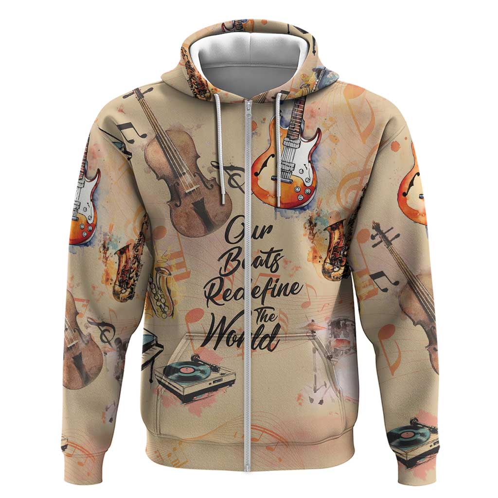 Our Beats Redefine The World African Zip Hoodie Afro Music