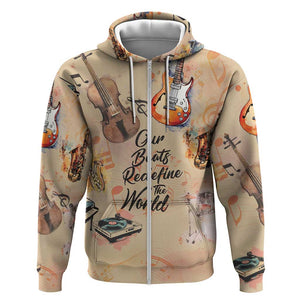 Our Beats Redefine The World African Zip Hoodie Afro Music