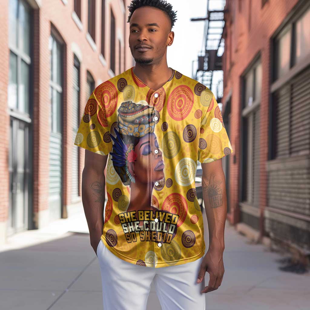 African Women Baseball Jersey She Believed She Could So She Did