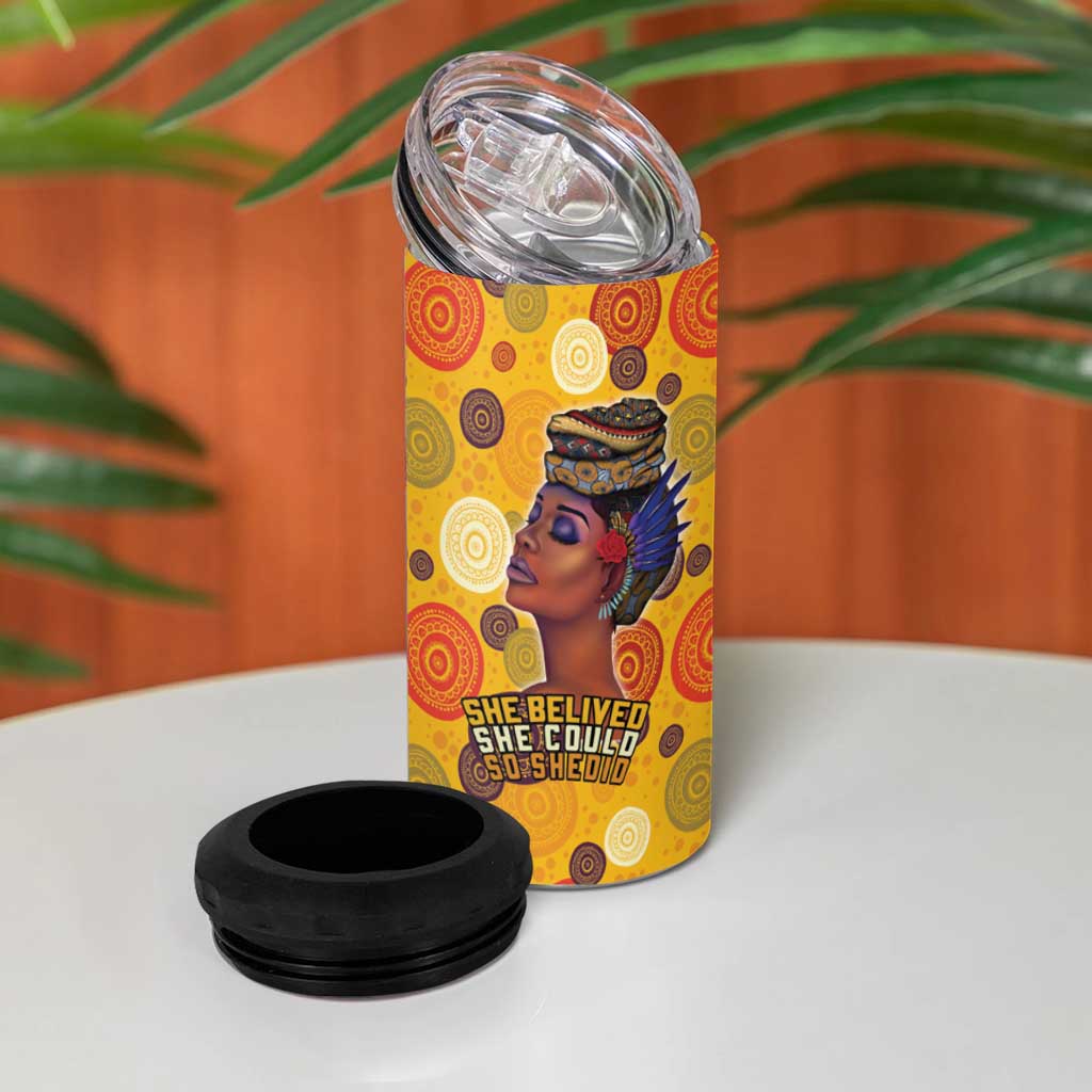 African Women 4 in 1 Can Cooler Tumbler She Believed She Could So She Did