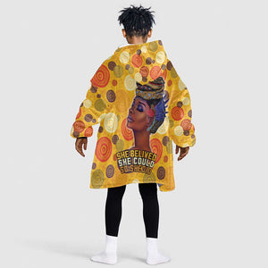 African Women Kid Wearable Blanket Hoodie She Believed She Could So She Did