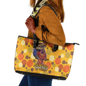 African Women Leather Tote Bag She Believed She Could So She Did