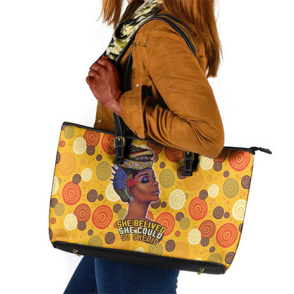 African Women Leather Tote Bag She Believed She Could So She Did