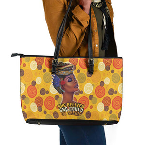 African Women Leather Tote Bag She Believed She Could So She Did