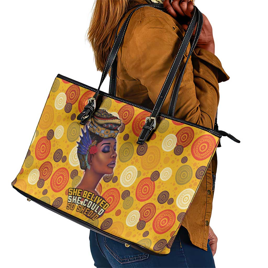 African Women Leather Tote Bag She Believed She Could So She Did