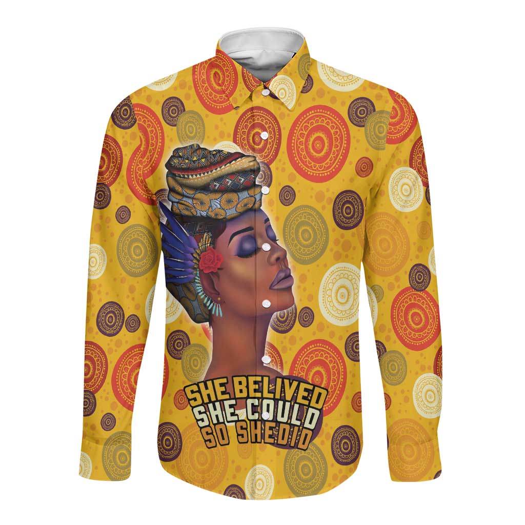 African Women Long Sleeve Button Shirt She Believed She Could So She Did