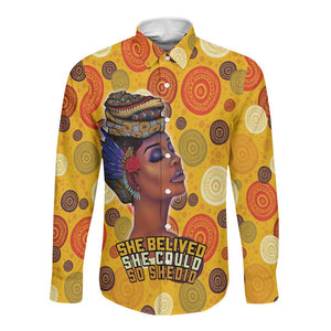 African Women Long Sleeve Button Shirt She Believed She Could So She Did