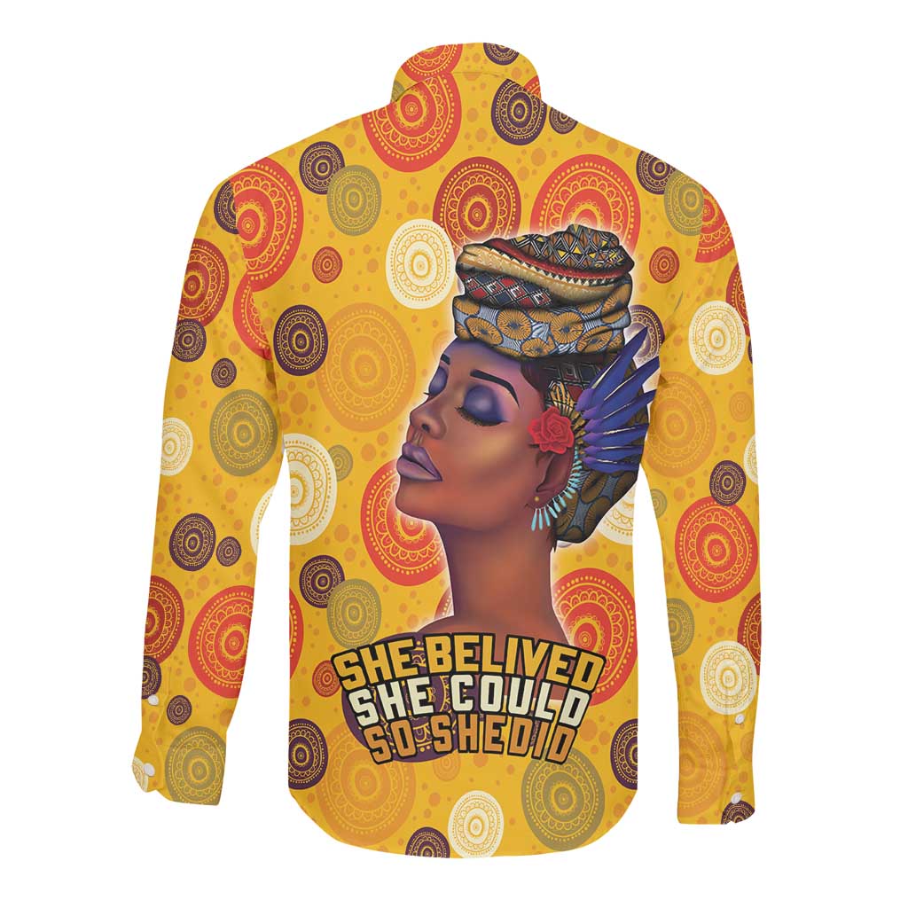 African Women Long Sleeve Button Shirt She Believed She Could So She Did