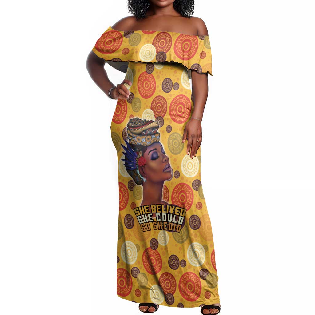 African Women Off Shoulder Maxi Dress She Believed She Could So She Did