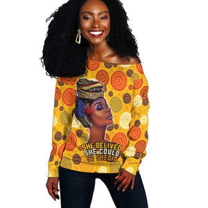 African Women Off Shoulder Sweater She Believed She Could So She Did