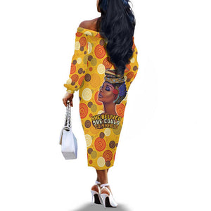 African Women Off The Shoulder Long Sleeve Dress She Believed She Could So She Did
