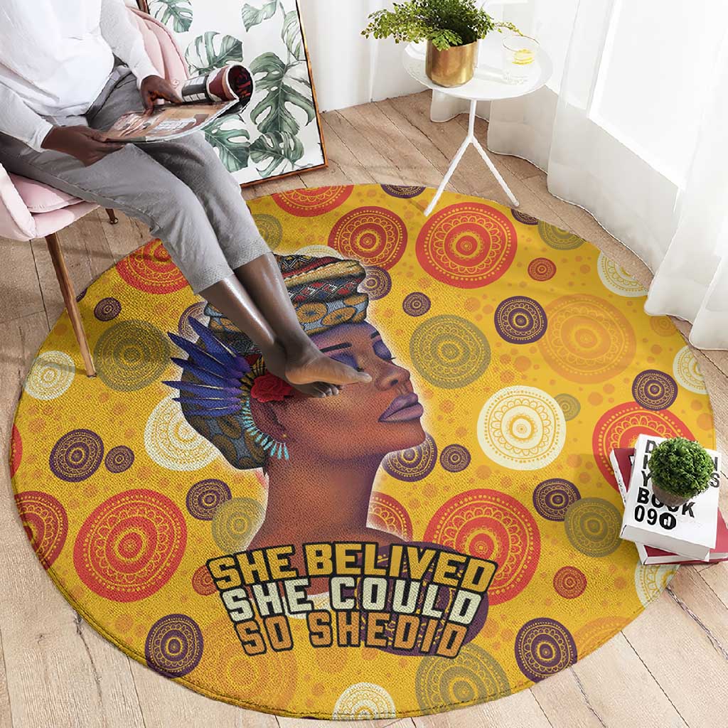 African Women Round Carpet She Believed She Could So She Did
