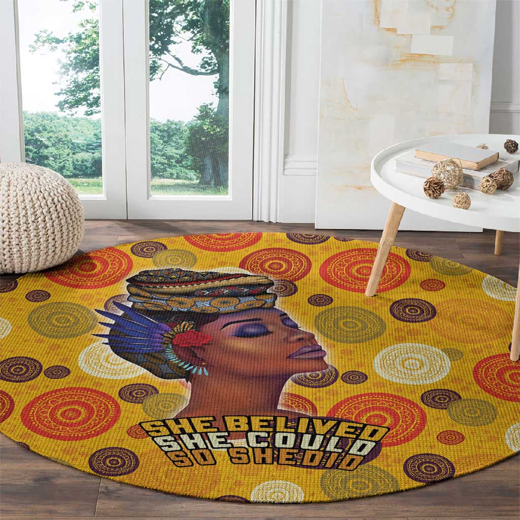 African Women Round Carpet She Believed She Could So She Did