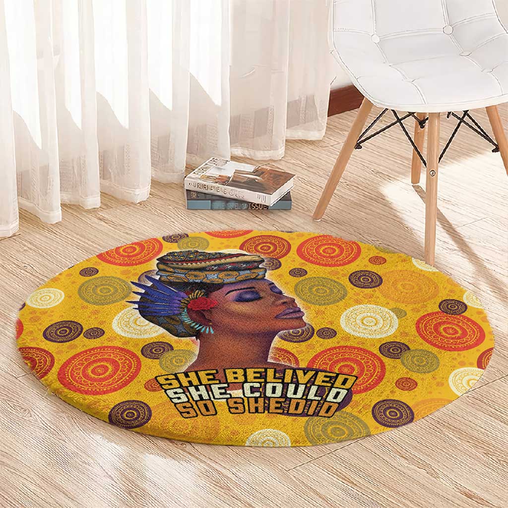 African Women Round Carpet She Believed She Could So She Did