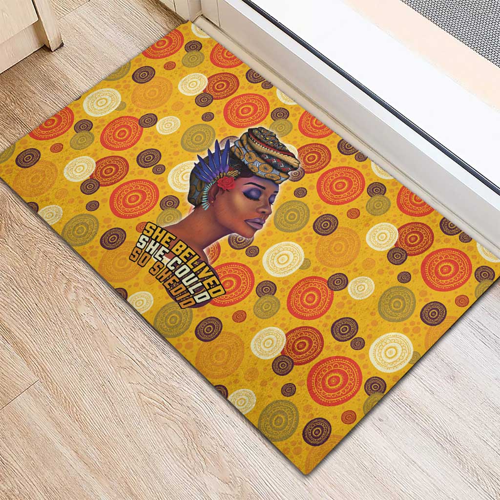 African Women Rubber Doormat She Believed She Could So She Did