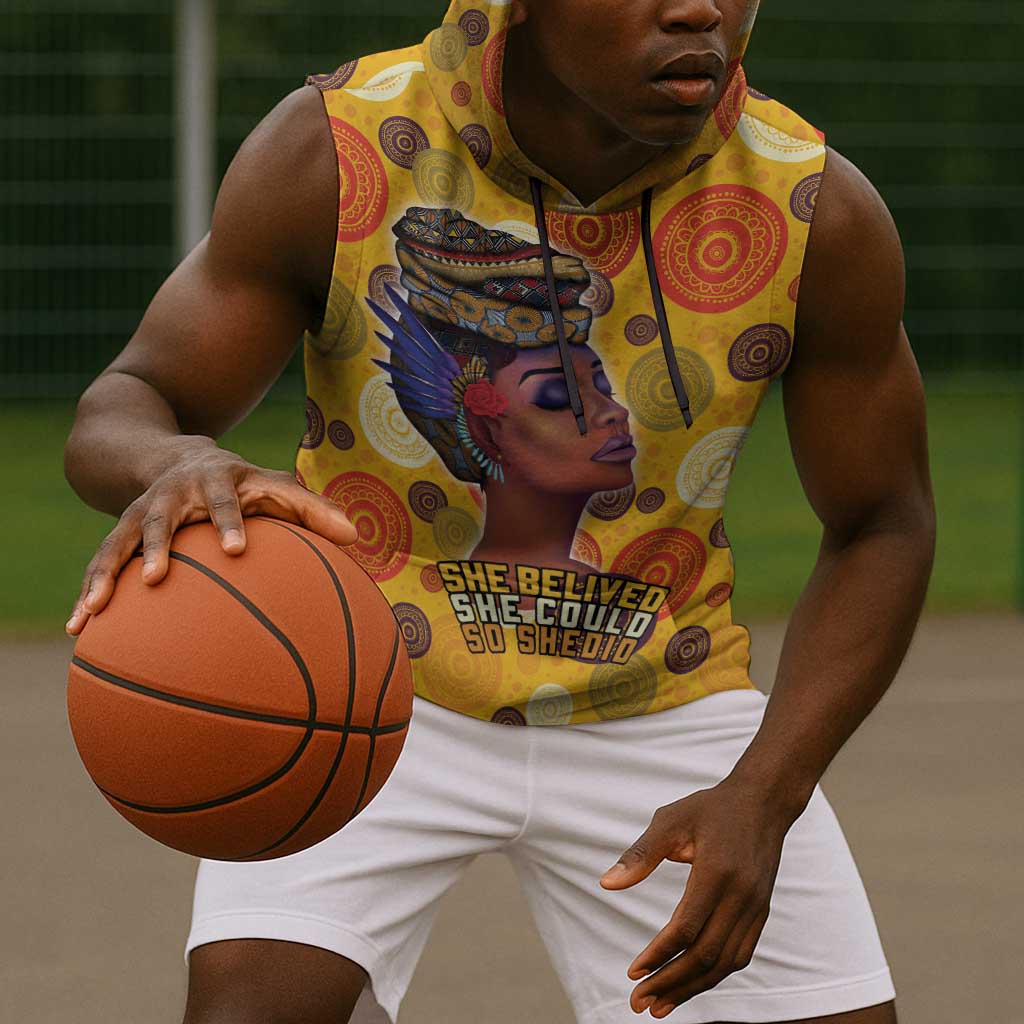 African Women Sleeveless Hoodie She Believed She Could So She Did - African Pride