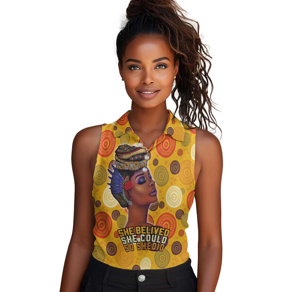 African Women Women Sleeveless Polo Shirt She Believed She Could So She Did