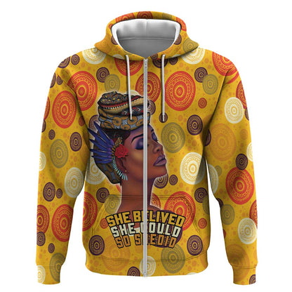 African Women Zip Hoodie She Believed She Could So She Did