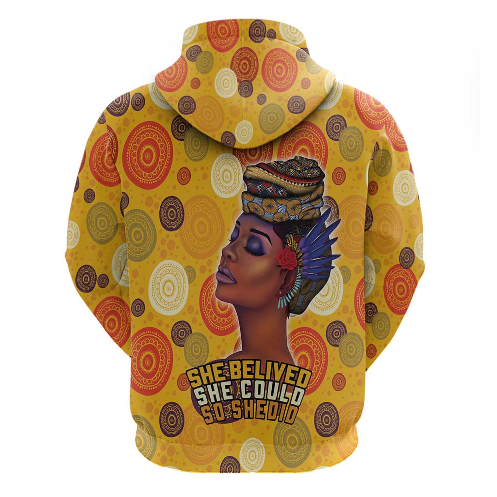 African Women Zip Hoodie She Believed She Could So She Did