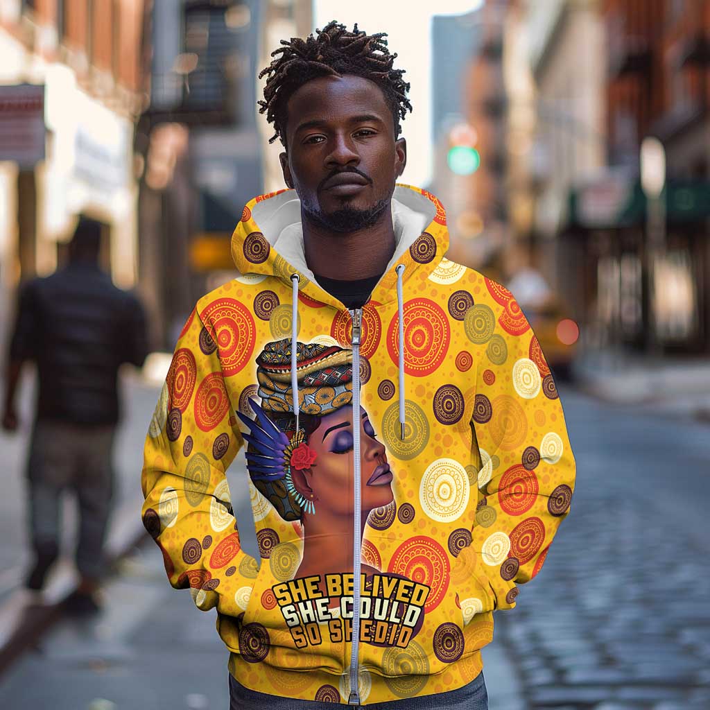 African Women Zip Hoodie She Believed She Could So She Did