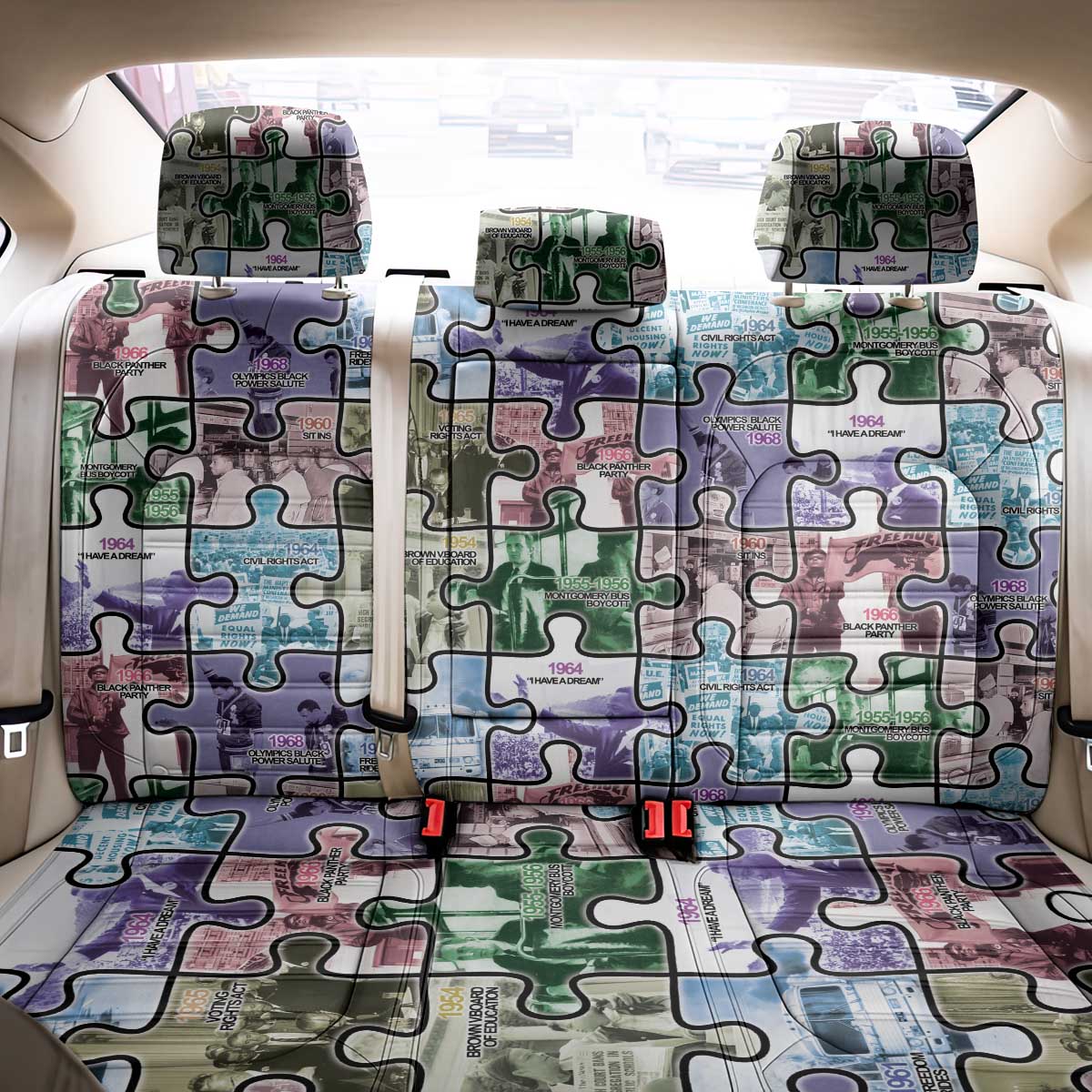 African American Back Car Seat Cover The Civil Rights Journey in Puzzle