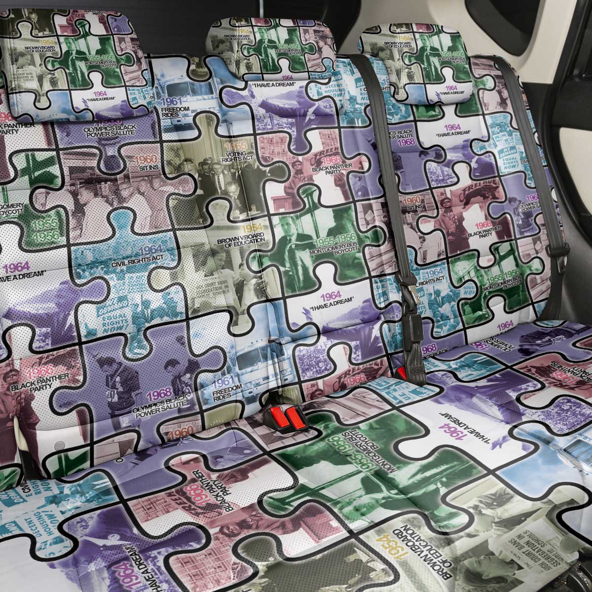 African American Back Car Seat Cover The Civil Rights Journey in Puzzle