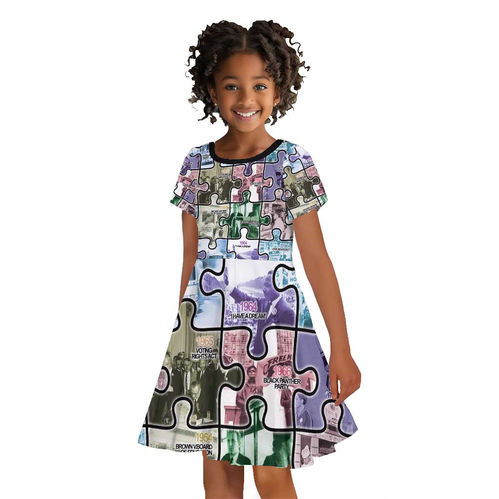 African American Kid Short Sleeve Dress The Civil Rights Journey in Puzzle