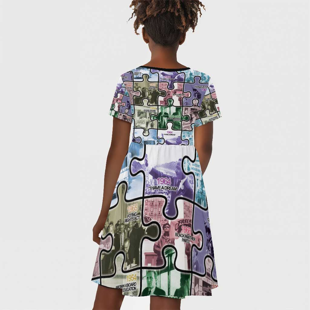African American Kid Short Sleeve Dress The Civil Rights Journey in Puzzle